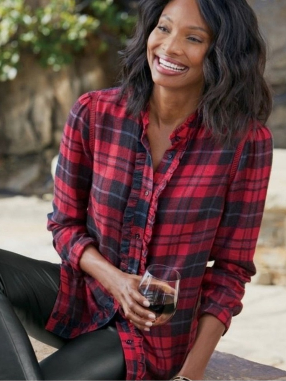 Soft Surroundings Womens Triana Lightweight Flannel Plaid Shirt Size 3X